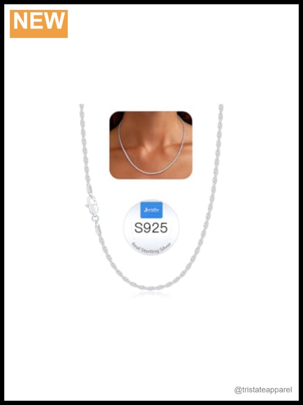 14K Gold Plated 925 Sterling Silver Rope Chain Necklace 22"